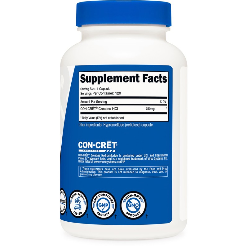 Nutricost Creatine HCl 120 Capsules - Made with CON-CRET Creatine,