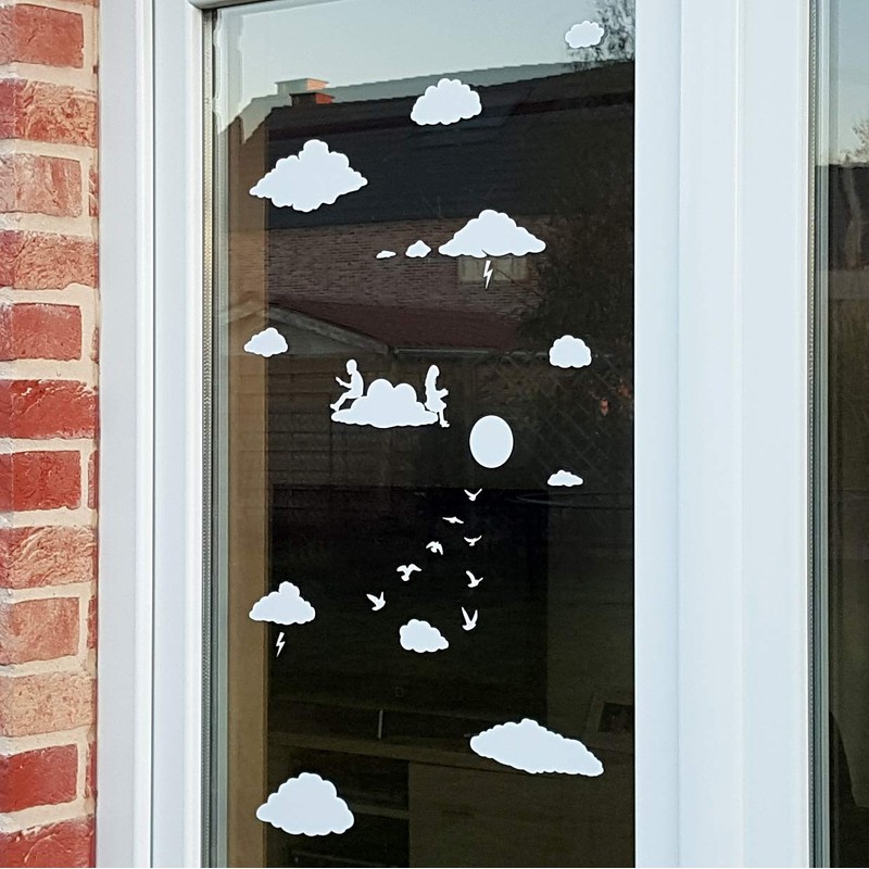 Imaggge.com Anti-Collision Stickers for Glass Doors (Clouds) – Prevents Birds