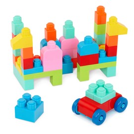 Battat – Building Blocks – 47Pc Brick Set – Colorful & Chunky Bricks – Unique Wheel Bricks – 12 Months + – Locbloc Red Builder's Wagon