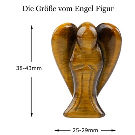 Nupuyai Angel Gemstone Guardian Angel Figurine Crystal Pocket Angel Healing Stone Talisman Lucky Charm Angel Statue Fengshui Decoration (Tiger's Eye)