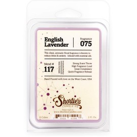 Shortie's Candle Company Pure English Lavender Wax Melts - Formula 117-1 Highly Scented 3 Oz. Bar - Made with Essential & Natural Oils - Flower & Floral Air Freshener Cubes Collection