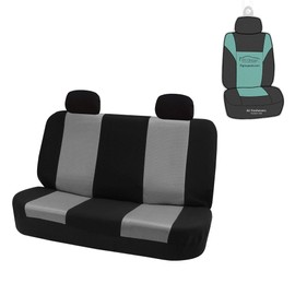 FH Group Car Seat Cover Universal Gray Fit for Back Seat - Combo Small Car Seat Cover Design, Car Interior Accessories for SUV, Sedan - Rear Car Seat Protector with Solid Bench for Dog and Kids
