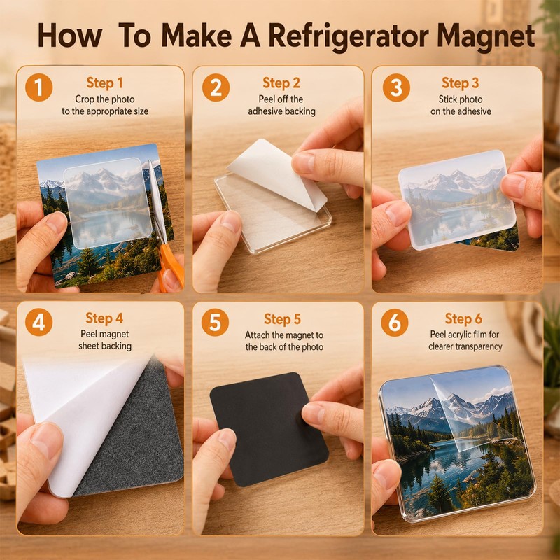 20 Pcs DIY Fridge Magnet Kit, Square Clear Acrylic Magnetic