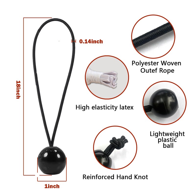 12 Pcs Patio Umbrella Bungee Cords with Balls Securing Straps,18