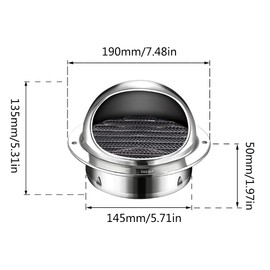 Air Vent Covers for Walls Outside, Stainless Steel Round External Extractor Wall Vent Outlet with Fly Screen Mesh(Large)