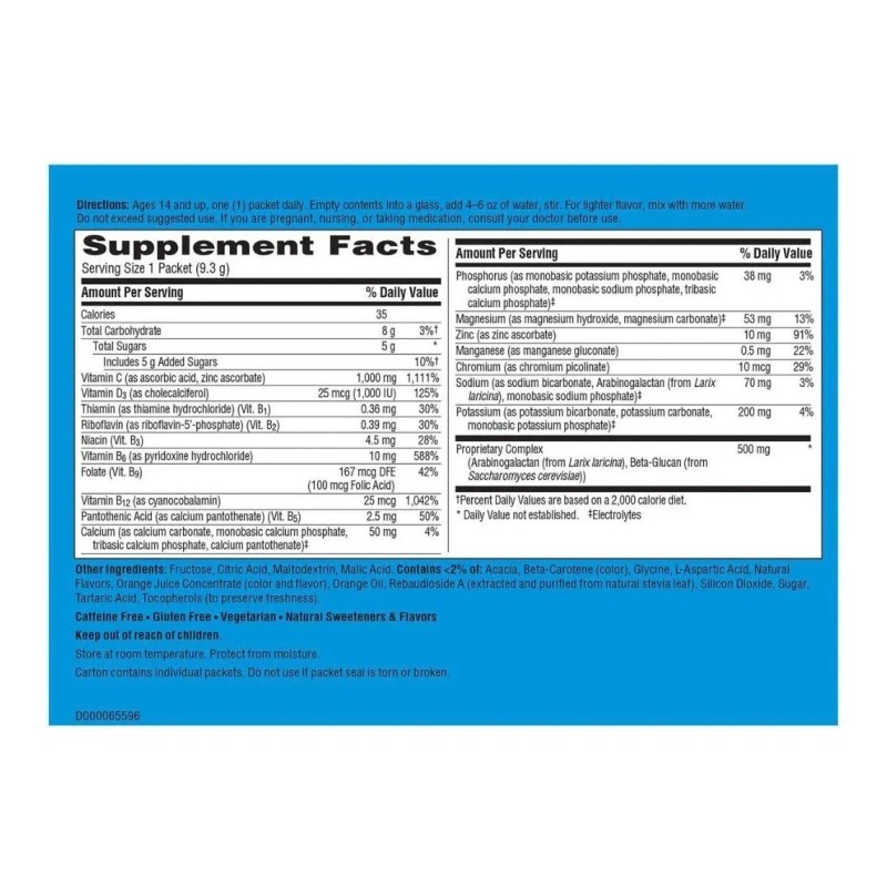Emergenc Vitamina C Antioxidantes Electrolitos Vitamina B / 50 sobres