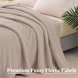 Whale Flotilla Large Fuzzy Fleece Throw Blanket for Couch, Fluffy Warm Soft Jacquard Blankets for All Season, Lightweight and Cozy, 130x180 CM, Camel