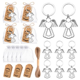 VZCBZC 24Set Angel Keychain Favors Guardian Angel Gifts for Wedding Party Favors, Return Favors for Guest Funeral Bridal Shower-Sliver