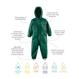 Muddy Puddles Unisex-Children Originals Waterproof All-in-One, Green, 5-6 Years