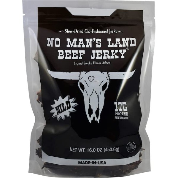 No Man?s Land MILD Beef Jerky High Protein Low Calorie Low Carb Beef Snack 16oz Bag
