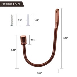 Curtain Holdback,4 Pcs Curtain Tiebacks with Classic End Cap, U Shaped Window Drapery Holder Curtain Hook, Bronze