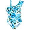 Kanu Surf Girls' Morgan Floral Ruffle 1-Shoulder 1-Piece Swimsuit, Flower