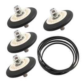 4 Pcs Dryer Roller Repair Kit with Belt Replace WE03X10016 WE12M39 WE01X10384 WE12X10020 3029269 Fit for GE Dryer GFDR485EF1RR GFDR270EH0WW GFDR270EH1WW GFDR270GH0WW