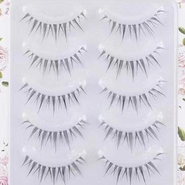 Poemtian 5 Pairs False Eyelashes Manga Lashes Japanese Style Little Devil Cartoon Anime Wispy Fluffy Eyelashes Cosplay Lashes Reusable Eye Makeup