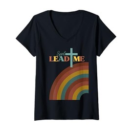 Womens Spirit Lead Me Pastel Rainbow Christian Inspirational Design V-Neck T-Shirt