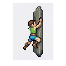 'Rock Climbing Pixel Art' Temporary Tattoo - Water Resistant, Skin-Safe, Non-Toxic Transfer (TO00068597)