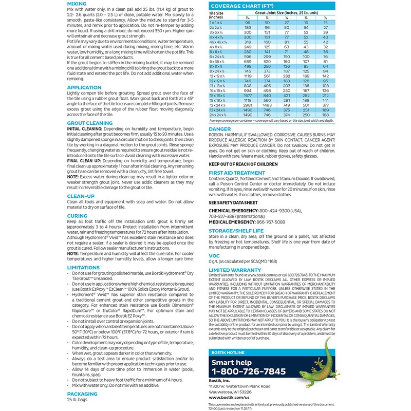 25lb Bostik Vivid Grout Flash Walnut H141