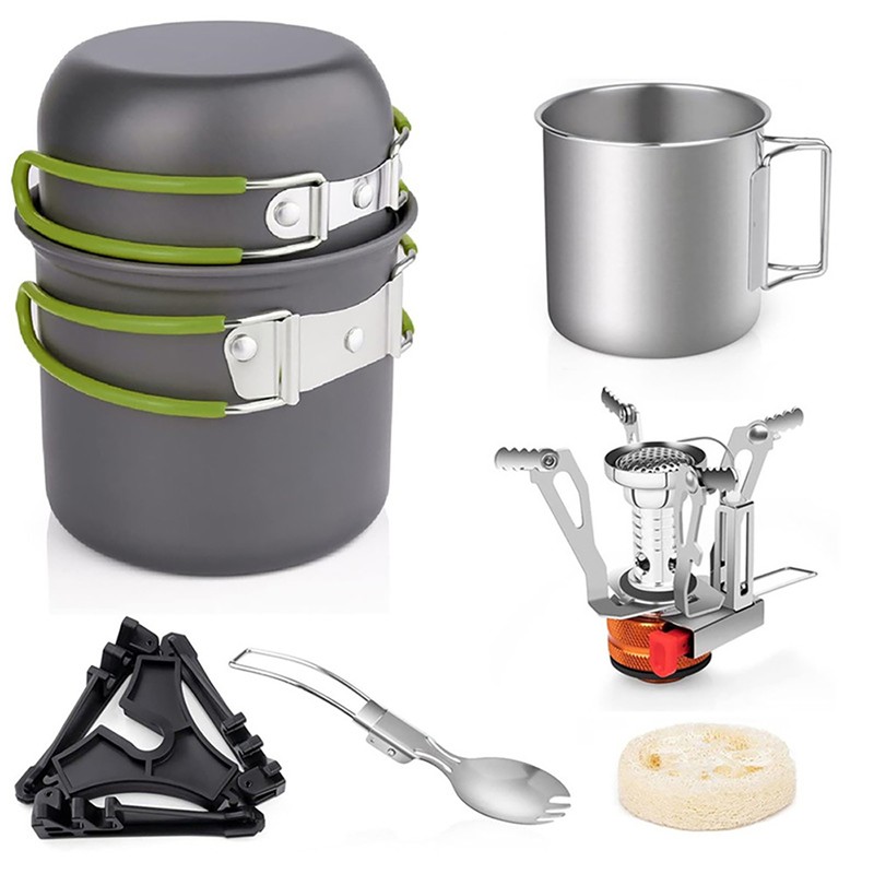 Camping Cookware Set with Folding Camping Stove Lightweight Pot Pan