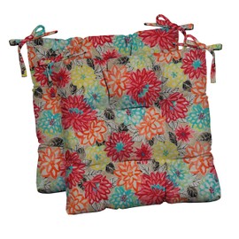RSH DECOR Indoor Outdoor Set of 2 Tufted Dining Chair Seat Cushions, 17" x 17" x 2", Choose Color (Artistic Floral)