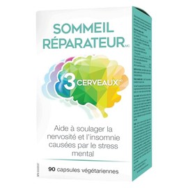 3 Brains 3 Brains Restful Sleep 90 Vegetarian Capsules, Helps Relieve Nervousness & Insomnia, Proudly Canadian