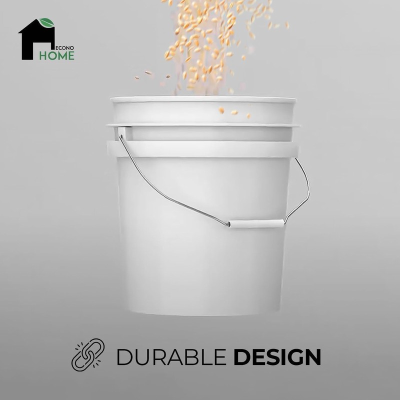 5-Gallon White Bucket Pail Container with Lid | Food Grade