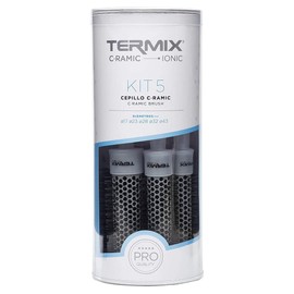 Pack Termix Ceramic round Hairbrush- Brushes that combines the latest ceramic and ionic technology preventing hair damage- it includes 5 diametres Ø 17, 23, 28 , 32 , 43 mm