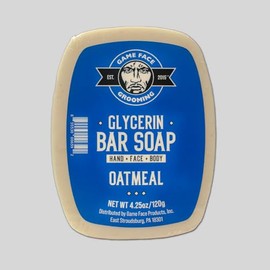 Game Face Oatmeal Glycerin Soap - Face & Body Bar Soap for Men & Women | Naturally Hydrating, Exfoliating, & Refreshing | Lifts Excess Oils, Lathers Softly, & No Residue |All Natural, Organic