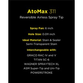 InoKraft 311 Spray Tip AtoMax Reversible Airless Spray Nozzles for Airless Paint Spray Guns, Airless Sprayer Accessories, for Contractor Homes Buildings Garden Decks (311)