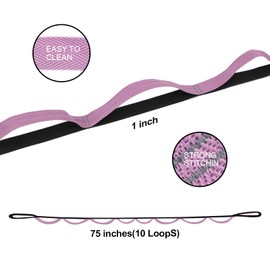 A AZURELIFE Premium Durable Stretch Straps with Loops, Stretching Strap for Physical Therapy, Multi-Loop Yoga Strap Fitness Exercise Strap for Yoga, Pilates, Dance, Flexibility&Exercise