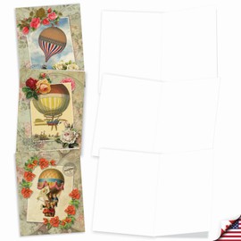 The Best Card Company - 10 Boxed Note Cards Blank (4 x 5.12 Inch) - Bulk Assorted Cards, Vintage Pictures - Timeless Travel M4614OCB-B1x10