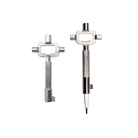 Kellegour Universal Construction Key,2 Pieces Construction Site Key,Square Control Cabinet Key,Building Keys with Measuring Scale,Universal Locksmith Tool,Zinc Alloy,Long and Short Cam Turner,Silver