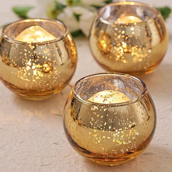 Volens 24PCS Gold Votive Candle Holders for Table Centerpieces, Round