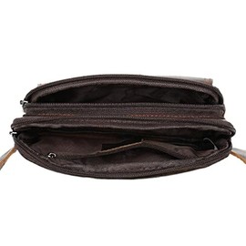 Vintage Leather Fanny Pack Waist Bag for Men Women Travel Hiking Running Hip Bum Belt Slim Cell Phone Purse Wallet Pouch, Brown