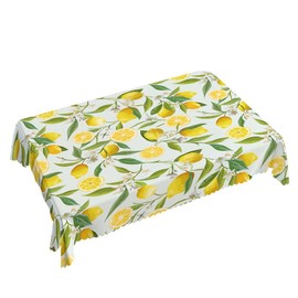 Walmsco Tablecloth Green Leaves Yellow Lemon Decor For Dining Room Kitchen Rectangular Table Cover 132 * 178cm