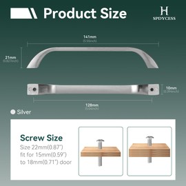 SPDYCESS Pack of 10 Cabinet Pull Handles, D-Shape Drawer Pulls Door Handle for Kitchen and Bathroom Cabinets Cupboard, Hole Spacing 128mm, Silver