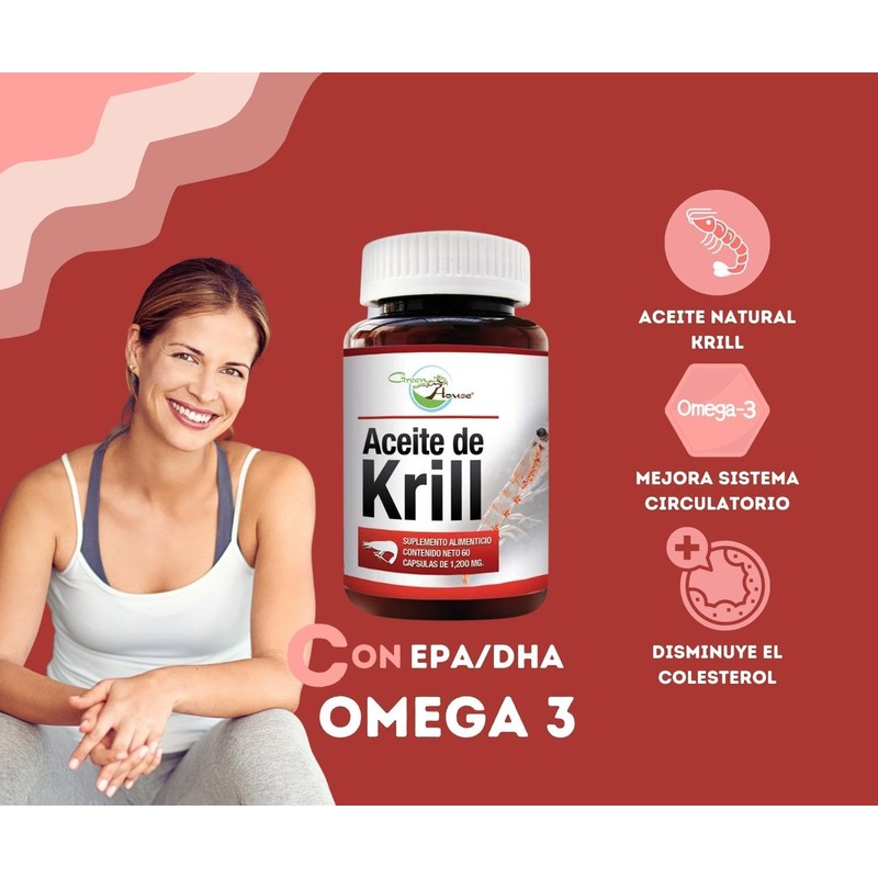 Aceite de Krill 60 cápsulas 1200 mg | Ingredientes naturales