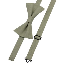 Entwineno Linen Bow Ties for Men and Kids - Solid Color Pretied Bowties (Sage Green, L (Youth, Adult))