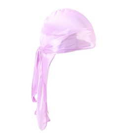 Smooth Silk Durag for Men Women Waves Long Double Wide Straps (Pinkish Purple)