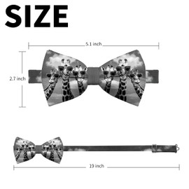 Hiukset Funny Bow Ties Men's Grey Giraffe Bow Ties Cute Giraffe Pattern Pre-tied Bow Tie Adjustable Bowties for Adult Teen