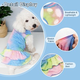cyeollo 2 Pack Dog Dresses for Small Dogs Girl Spring Summer Dog Clothes Tie Dye Dress Breathable Puppy Cat Pet Apparel, Small