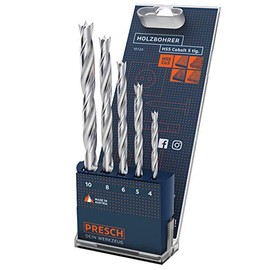 Presch Wood Drill Bit Set HSS Cobalt 5 Pieces - High-Quality 5% Cobalt Alloy HSS Drill Bit for Wood for Drilling All Wood Types - Durable Professional Wood Twist Drill Bit Set - Diameter 4-10 mm