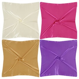 QBSM 4 Pcs 35'' Satin Head Scarf Silk Feeling Neck Scarves Hair Wrap for Sleeping Large Square Headscarf for Women