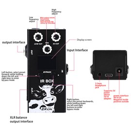 EROK Speaker Cabinet Simulator Pedal with IR Loader, 9-Band EQ & 32 Presets - Guitar/Bass Impulse Response Processor, Third-Party IR Files Support, Studio/Stage Use