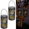 2Pcs Solar Hanging Lamp Wrought Iron Hollow LED Light for