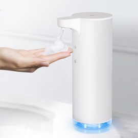 LAOPAO Automatic Soap Dispenser Foaming: Rechargeable Touchless Soap Dispenser Stainless Steel Foam Soap Dispenser for Bathroom Hand Soap Pump for Kitchen Xmas Gift, 9oz, White