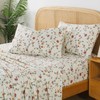 Zusbest Queen Sheet Set 100% Percale Cotton Off White Floral