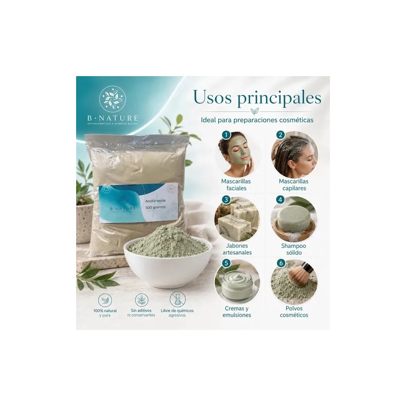 Arcilla Verde 500 Gramos Calidad Usp Tipo de piel Toda
