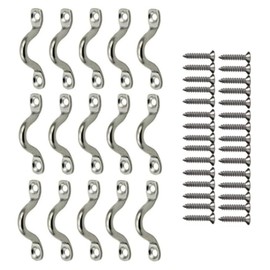 UPEYXDQR M5 Stainless Steel Bimini Top Hardware, 15Pcs Pad Eye Straps for Boat with 30Pcs Screws, Kayak Deck Boat Cleats Eye Loops Tie Down