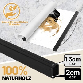 Benjia Set of 4 Magnetic Poster Rails, A3 Magnetic Poster Frames, Wooden Poster Strip, Poster Hanger for Prints and Artwork, Black, 30 x 40 cm