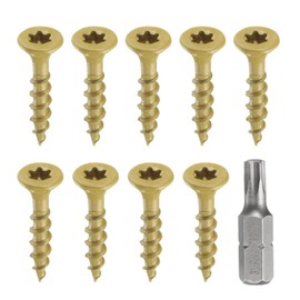 HARFINGTON 50pcs Deck Screws #8 x 1 Torx Exterior Wood Screws Rust Resistant Epoxy Coating Outdoor Decking Screw with T25 Star Drive Bit, Screws for Decks Fences Machinery Ship